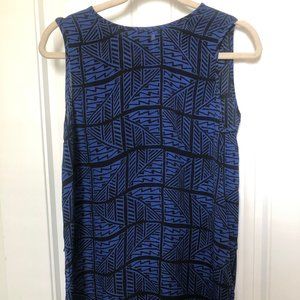 Lucky Brand Blue and Black Printed Tank Top